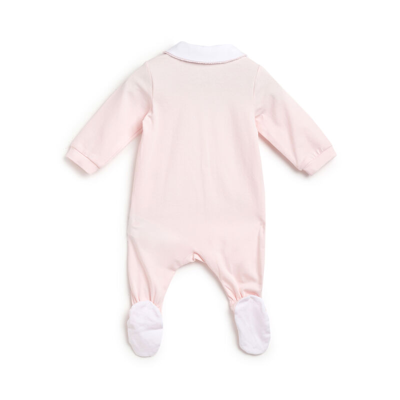 Girls Light Pink Applique Front Opening Babysuit image number 1